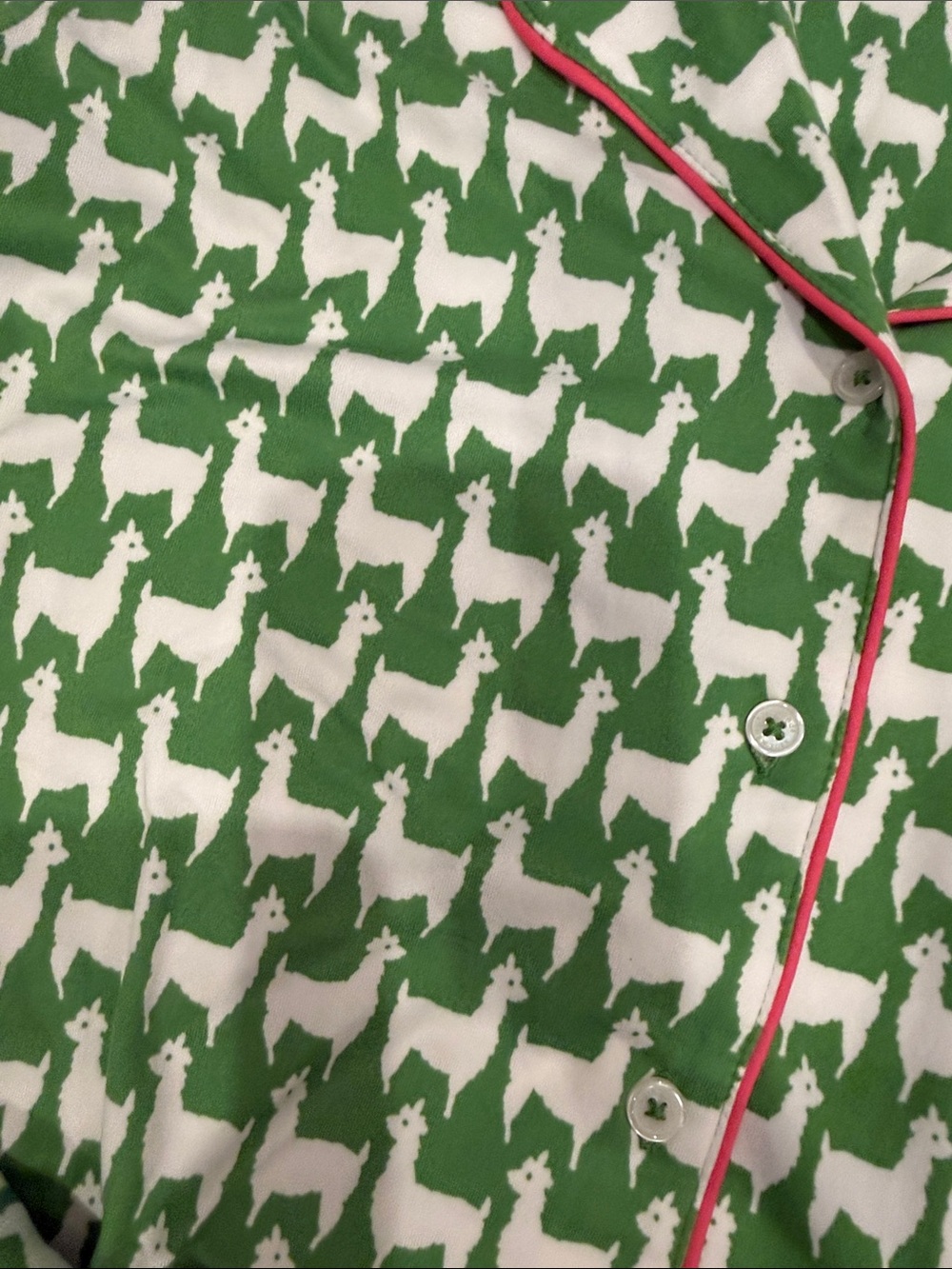 kate spade Green and White Houndstooth Pajama Set with Pink Trim Long Pants - Picture 7 of 8